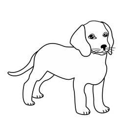 Beagle dog black and white clipart