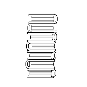 Stack of books black and white clipart
