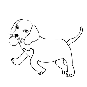 Beagle dog playing a ball drawing black and white clipart