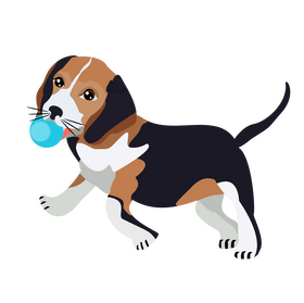 Beagle dog playing a ball drawing clipart