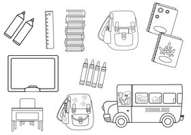 School set black and white vector