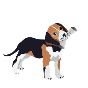 Cute beagle dog holding newspaper clipart