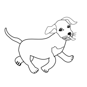 Beagle dog running drawing black and white clipart