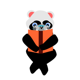 Panda reading a book drawing clipart