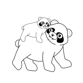 Cartoon panda bear with baby black and white clipart