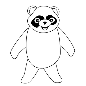 Cartoon panda bear black and white clipart
