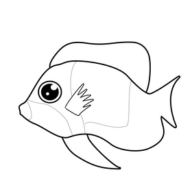 Tropical fish black and white clipart