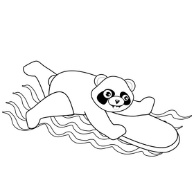 Panda bear swimming black and white clipart