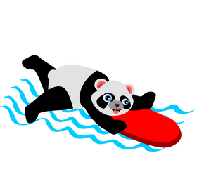 Panda bear swimming clipart