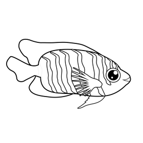 Cartoon striped fish black and white clipart vector free download