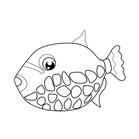 Spotted navy tropical fish black and white clipart