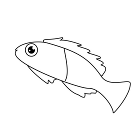 Red tropical fish drawing black and white clipart free download