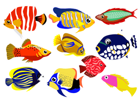 Tropical fishes vector