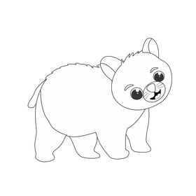 Baby bear cartoon black and white clipart