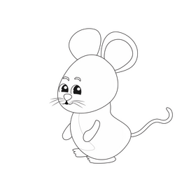 Cute baby mouse illustration black and white clipart