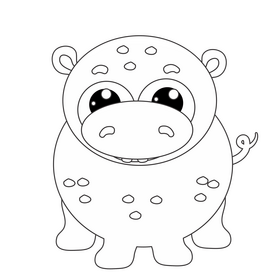 Free baby hippo black and white clipart