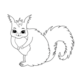 Cartoon baby squirrel black and white clipart