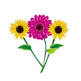 Cartoon sunflowers and gerbera clipart