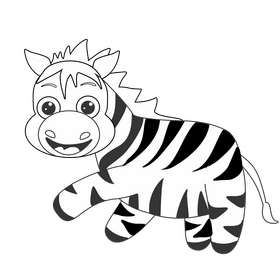 Cute baby zebra black and white clipart