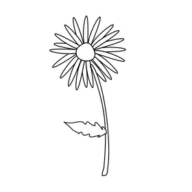 Cartoon daisy flower black and white clipart