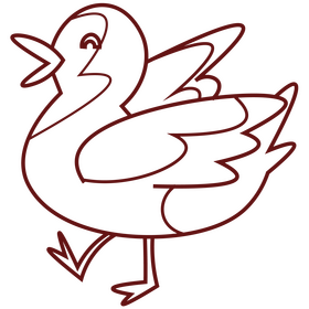 Cute duckling black and white clipart