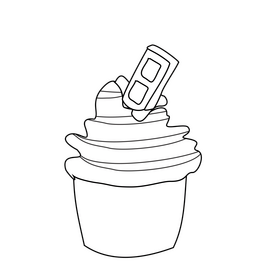 Chocolate cupcake illustration black and white clipart