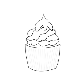Lemon cupcake cartoon black and white clipart