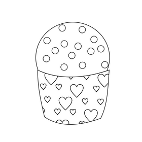 Rainbow cupcake black and white clipart
