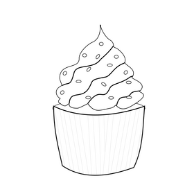 Vanilla cupcake black and white clipart