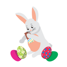 Easter bunny rabbit eating chocolate clipart