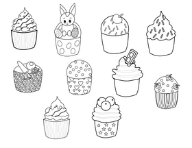 Free cupcakes black and white vector