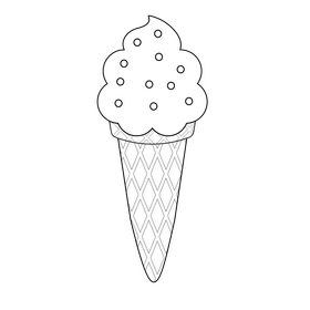 Cartoon chocolate ice cream with cherries black and white clipart