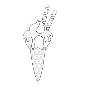 Vanilla chocolate ice cream black and white clipart