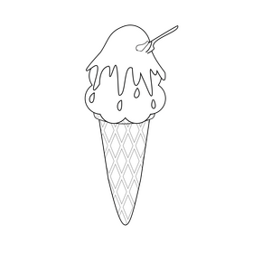 Caramel ice cream drawing black and white clipart