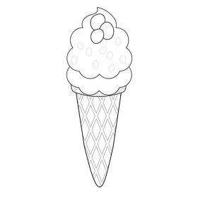 Grape with vanilla ice cream drawing black and white clipart