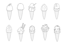 Ice creams black and white vector