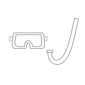 Underwater Diving Mask Snorkelling black and white clipart