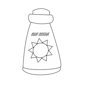 Free beach sun cream black and white clipart
