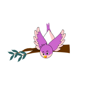 Cartoon purple bird on a branch clipart