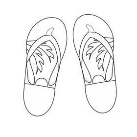 Beach flip flop illustration black and white clipart
