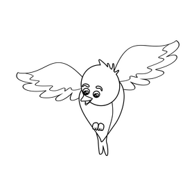 Flying bird drawing black and white clipart