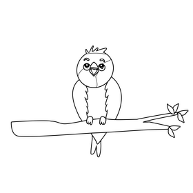Bird on a branch black and white clipart