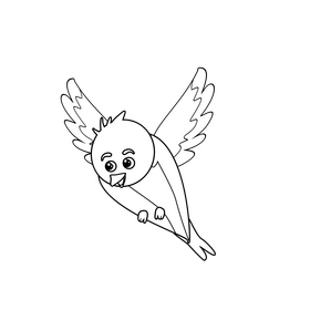 Bird flying illustration black and white clipart