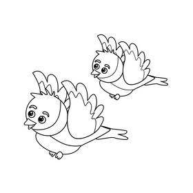 Flying bird cartoon black and white clipart