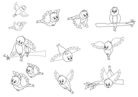 Birds black and white vector