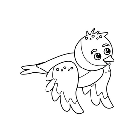 Cute bird black and white clipart