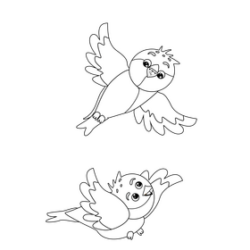 Birds flying black and white clipart