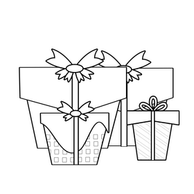 Gift boxes illustration black and white clipart