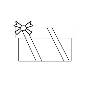 Gift box drawing black and white clipart