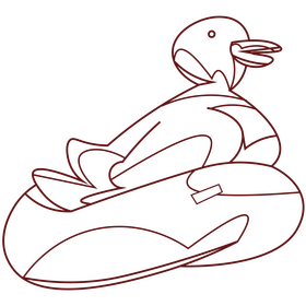 Duck swimming black and white clipart